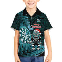 Personalised New Zealand Darts Christmas Family Matching Tank Maxi Dress and Hawaiian Shirt Maori Fern Merry Dartsmas - Polynesian Pride
