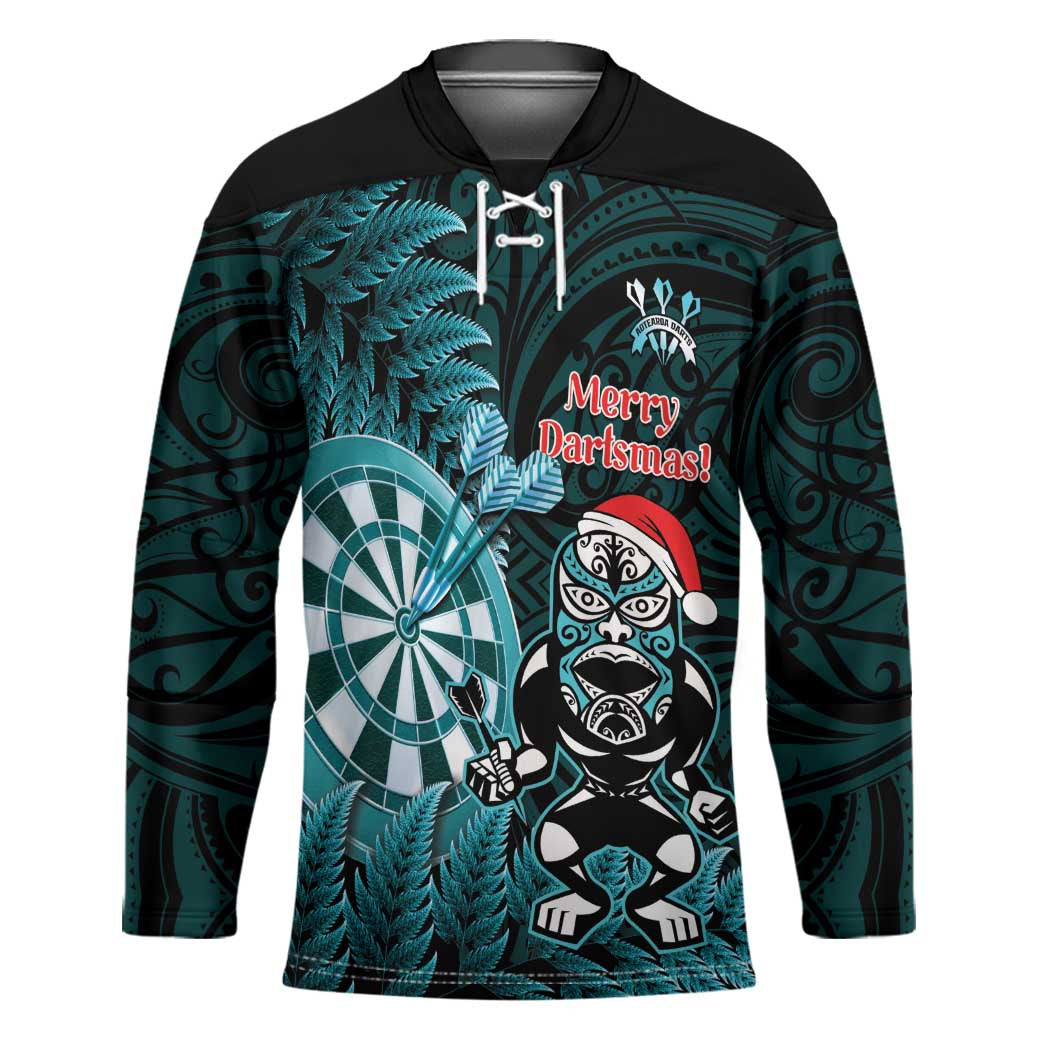 Personalised New Zealand Darts Christmas Hockey Jersey Maori Fern Merry Dartsmas - Polynesian Pride