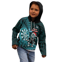 Personalised New Zealand Darts Christmas Kid Hoodie Maori Fern Merry Dartsmas - Polynesian Pride