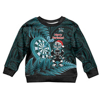 Personalised New Zealand Darts Christmas Kid Ugly Christmas Sweater Maori Fern Merry Dartsmas - Polynesian Pride
