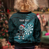 Personalised New Zealand Darts Christmas Kid Ugly Christmas Sweater Maori Fern Merry Dartsmas - Polynesian Pride
