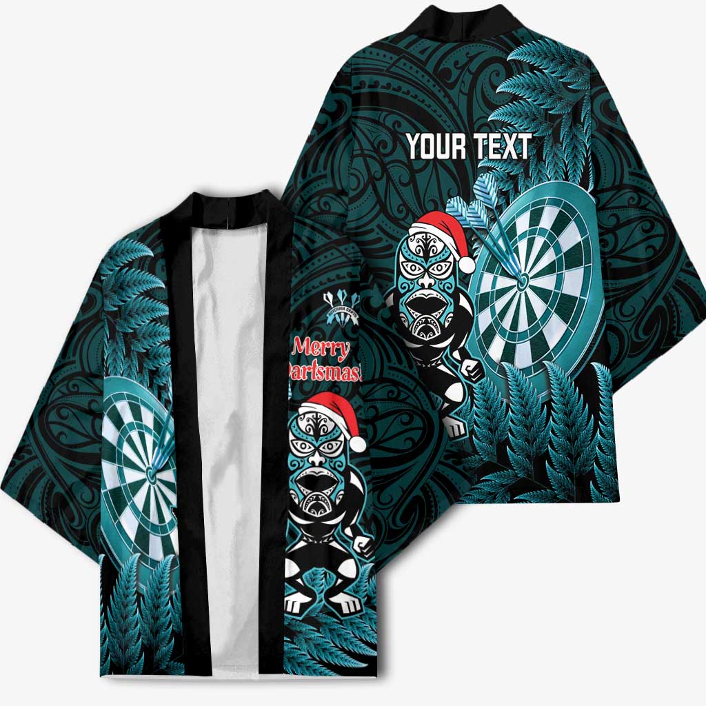 Personalised New Zealand Darts Christmas Kimono Maori Fern Merry Dartsmas - Polynesian Pride