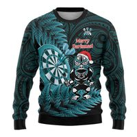 Personalised New Zealand Darts Christmas Ugly Christmas Sweater Maori Fern Merry Dartsmas - Polynesian Pride