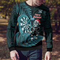 Personalised New Zealand Darts Christmas Ugly Christmas Sweater Maori Fern Merry Dartsmas - Polynesian Pride
