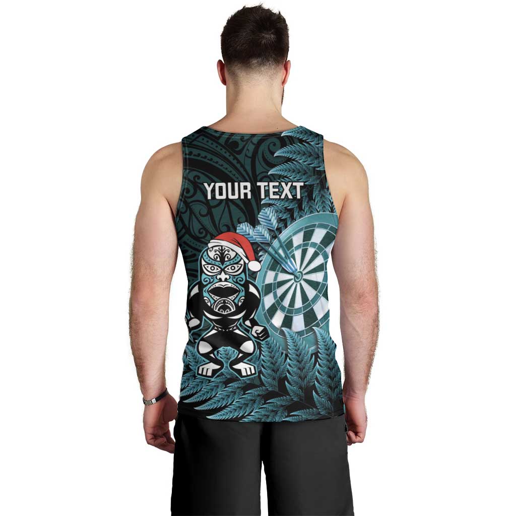 Personalised New Zealand Darts Christmas Men Tank Top Maori Fern Merry Dartsmas - Polynesian Pride