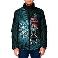 Personalised New Zealand Darts Christmas Padded Jacket Maori Fern Merry Dartsmas - Polynesian Pride