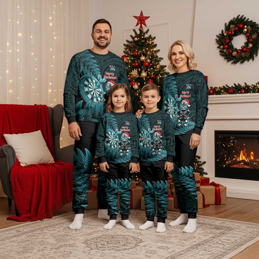 Personalised New Zealand Darts Christmas Pajama Set Maori Fern Merry Dartsmas - Polynesian Pride