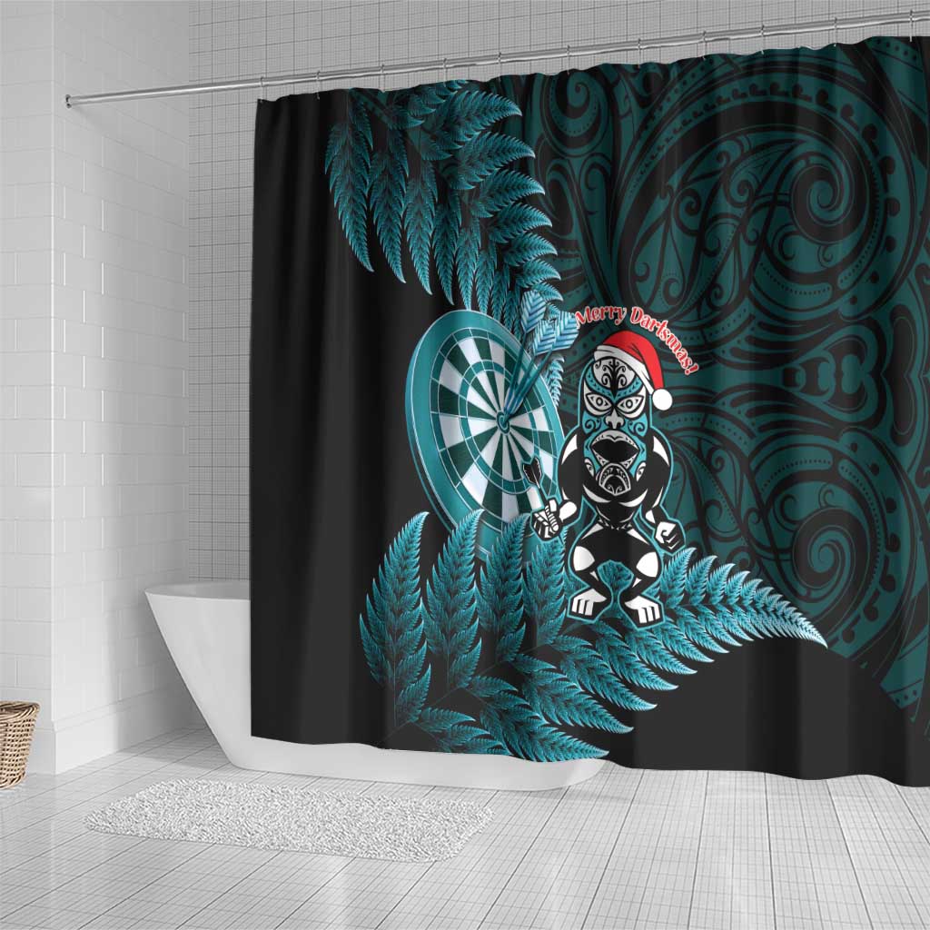 New Zealand Darts Christmas Shower Curtain Maori Fern Merry Dartsmas - Polynesian Pride