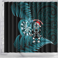 New Zealand Darts Christmas Shower Curtain Maori Fern Merry Dartsmas - Polynesian Pride