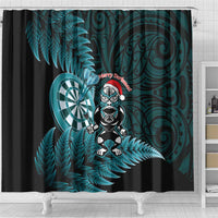 New Zealand Darts Christmas Shower Curtain Maori Fern Merry Dartsmas - Polynesian Pride