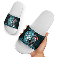 New Zealand Darts Christmas Slide Sandals Maori Fern Merry Dartsmas - Polynesian Pride