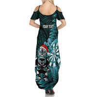 Personalised New Zealand Darts Christmas Summer Maxi Dress Maori Fern Merry Dartsmas - Polynesian Pride