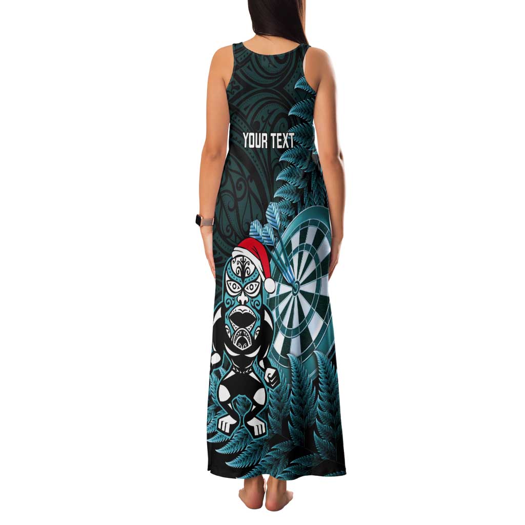 Personalised New Zealand Darts Christmas Tank Maxi Dress Maori Fern Merry Dartsmas - Polynesian Pride