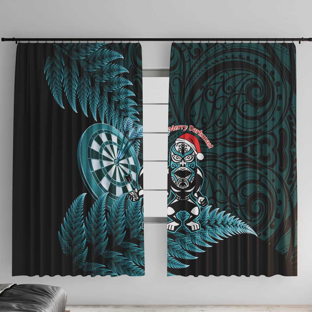 New Zealand Darts Christmas Window Curtain Maori Fern Merry Dartsmas - Polynesian Pride