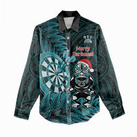 Personalised New Zealand Darts Christmas Women Casual Shirt Maori Fern Merry Dartsmas - Polynesian Pride