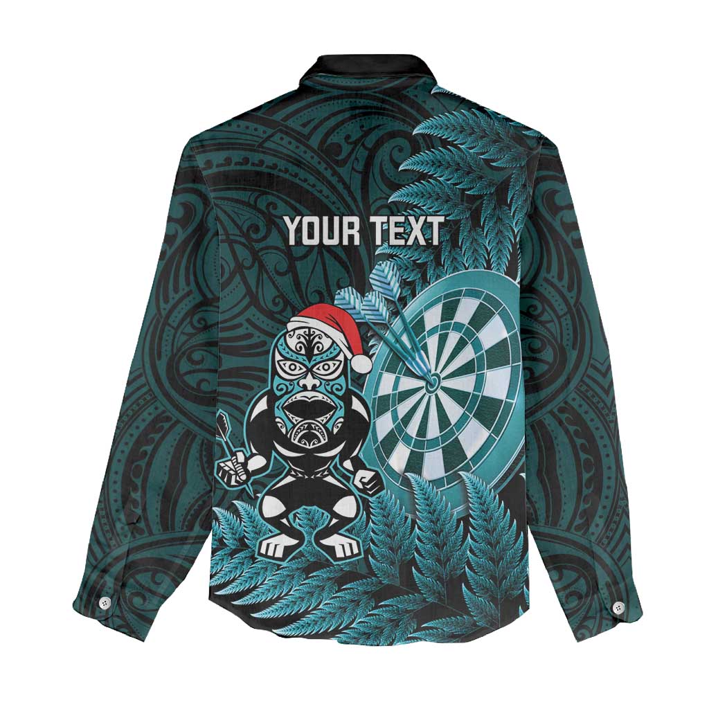 Personalised New Zealand Darts Christmas Women Casual Shirt Maori Fern Merry Dartsmas - Polynesian Pride