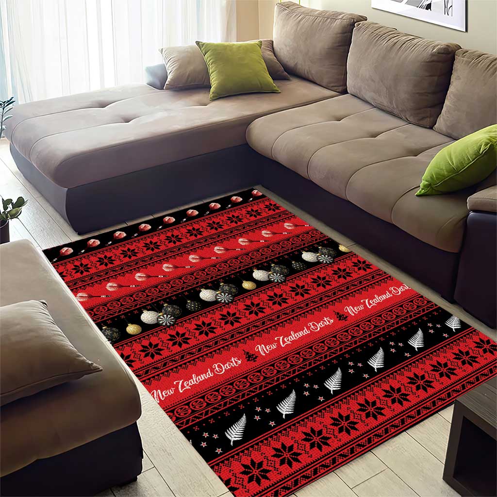 New Zealand Darts Christmas Area Rug Merry Xmas Aotearoa Maori Red - Polynesian Pride