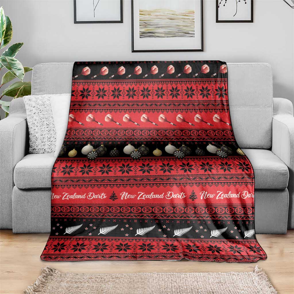 New Zealand Darts Christmas Blanket Merry Xmas Aotearoa Maori Red - Polynesian Pride