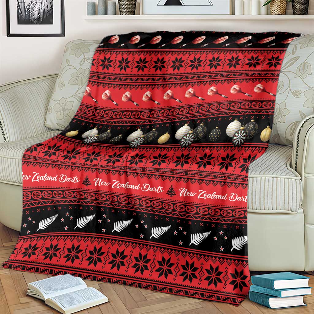 New Zealand Darts Christmas Blanket Merry Xmas Aotearoa Maori Red - Polynesian Pride