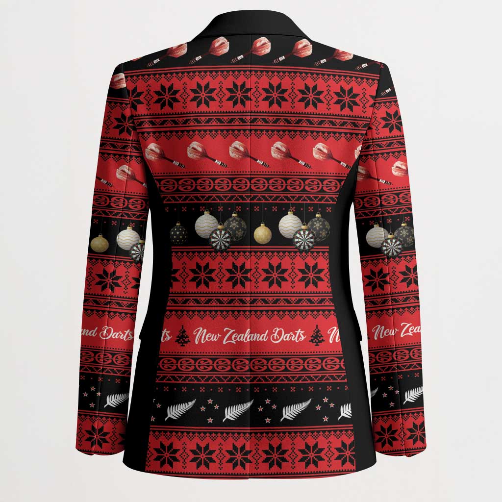 New Zealand Darts Christmas Blazer Merry Xmas Aotearoa Maori Red - Polynesian Pride