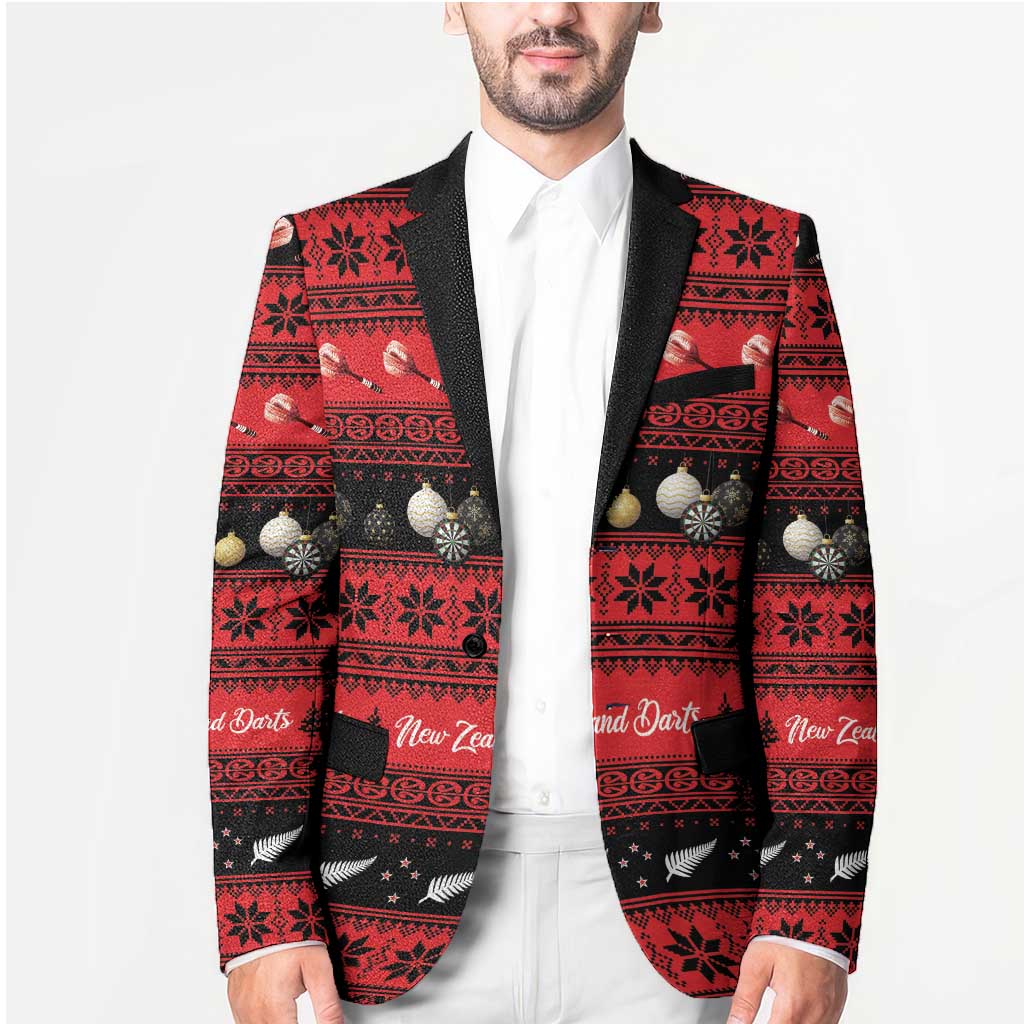 New Zealand Darts Christmas Blazer Merry Xmas Aotearoa Maori Red - Polynesian Pride