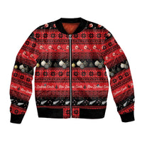 New Zealand Darts Christmas Bomber Jacket Merry Xmas Aotearoa Maori Red - Polynesian Pride