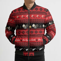 New Zealand Darts Christmas Bomber Puffer Jacket Merry Xmas Aotearoa Maori Red - Polynesian Pride