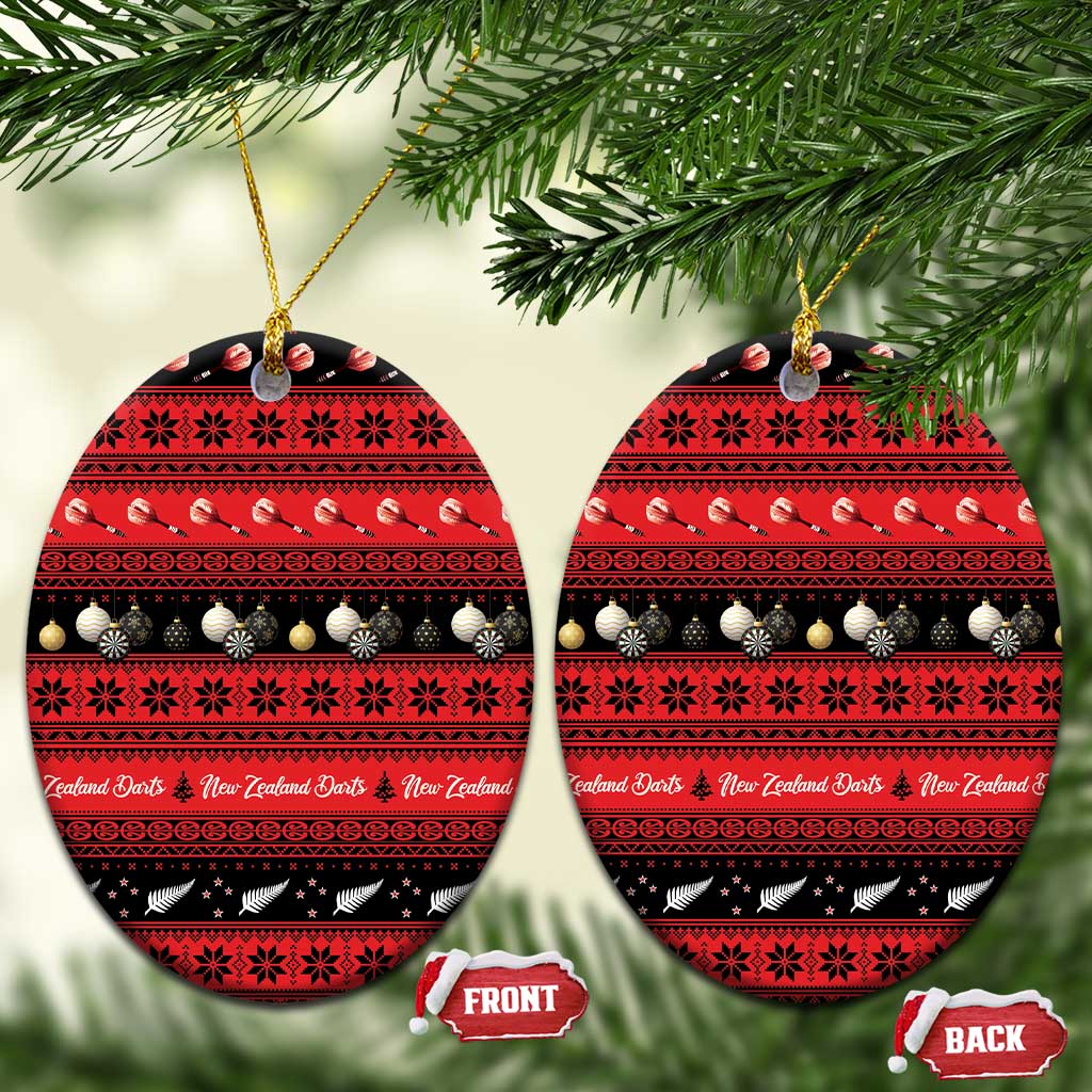 New Zealand Darts Christmas Ceramic Ornament Merry Xmas Aotearoa Maori Red - Polynesian Pride