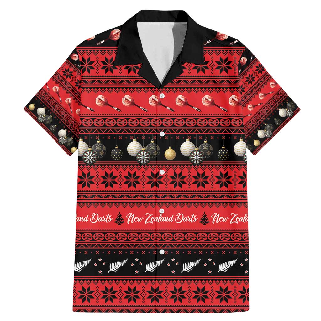 New Zealand Darts Christmas Family Matching Mermaid Dress and Hawaiian Shirt Merry Xmas Aotearoa Maori Red - Polynesian Pride
