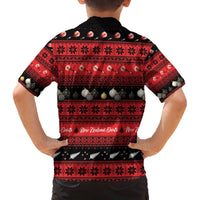 New Zealand Darts Christmas Family Matching Off The Shoulder Long Sleeve Dress and Hawaiian Shirt Merry Xmas Aotearoa Maori Red - Polynesian Pride