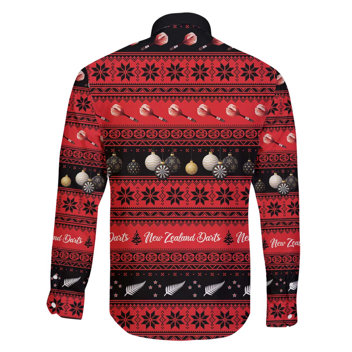 New Zealand Darts Christmas Family Matching Off The Shoulder Long Sleeve Dress and Hawaiian Shirt Merry Xmas Aotearoa Maori Red - Polynesian Pride