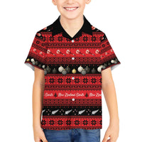 New Zealand Darts Christmas Family Matching Off The Shoulder Long Sleeve Dress and Hawaiian Shirt Merry Xmas Aotearoa Maori Red - Polynesian Pride