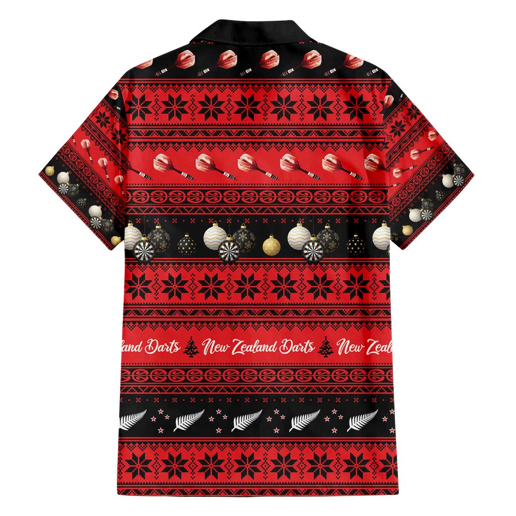New Zealand Darts Christmas Family Matching Short Sleeve Bodycon Dress and Hawaiian Shirt Merry Xmas Aotearoa Maori Red - Polynesian Pride