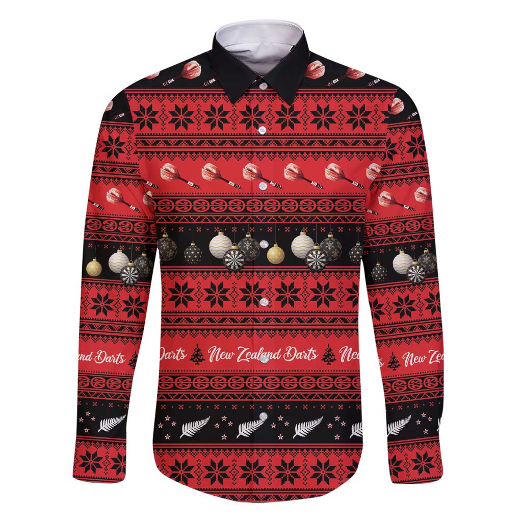 New Zealand Darts Christmas Family Matching Short Sleeve Bodycon Dress and Hawaiian Shirt Merry Xmas Aotearoa Maori Red - Polynesian Pride