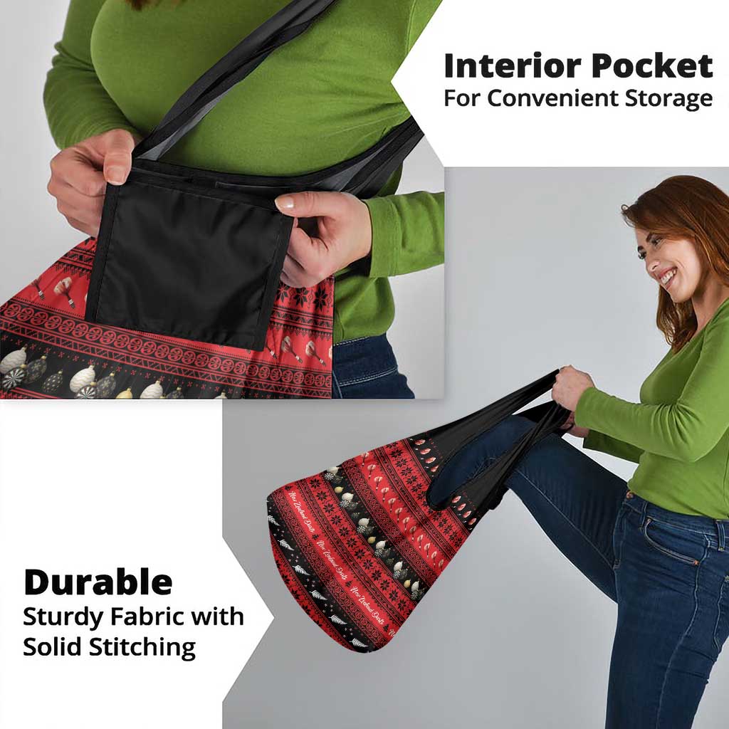 New Zealand Darts Christmas Grocery Bag Merry Xmas Aotearoa Maori Red - Polynesian Pride