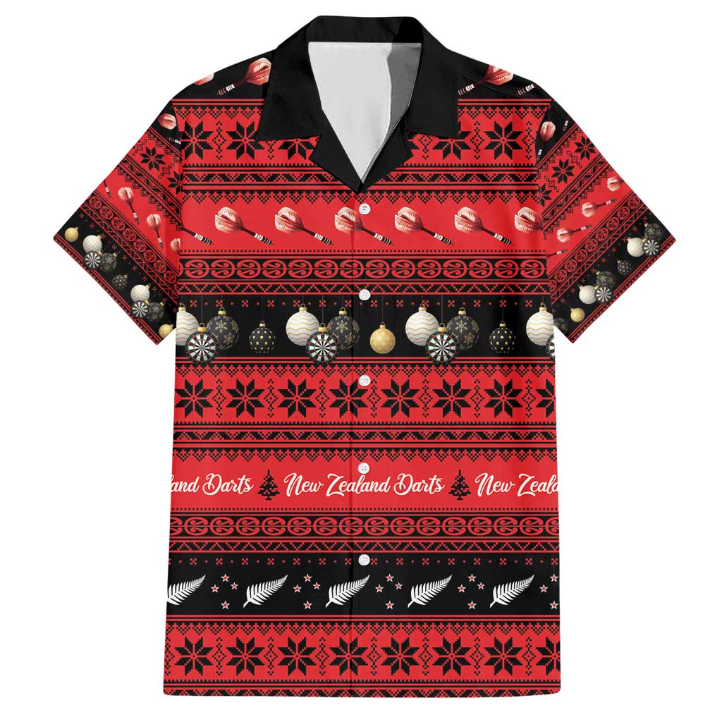 New Zealand Darts Christmas Hawaiian Shirt Merry Xmas Aotearoa Maori Red - Polynesian Pride