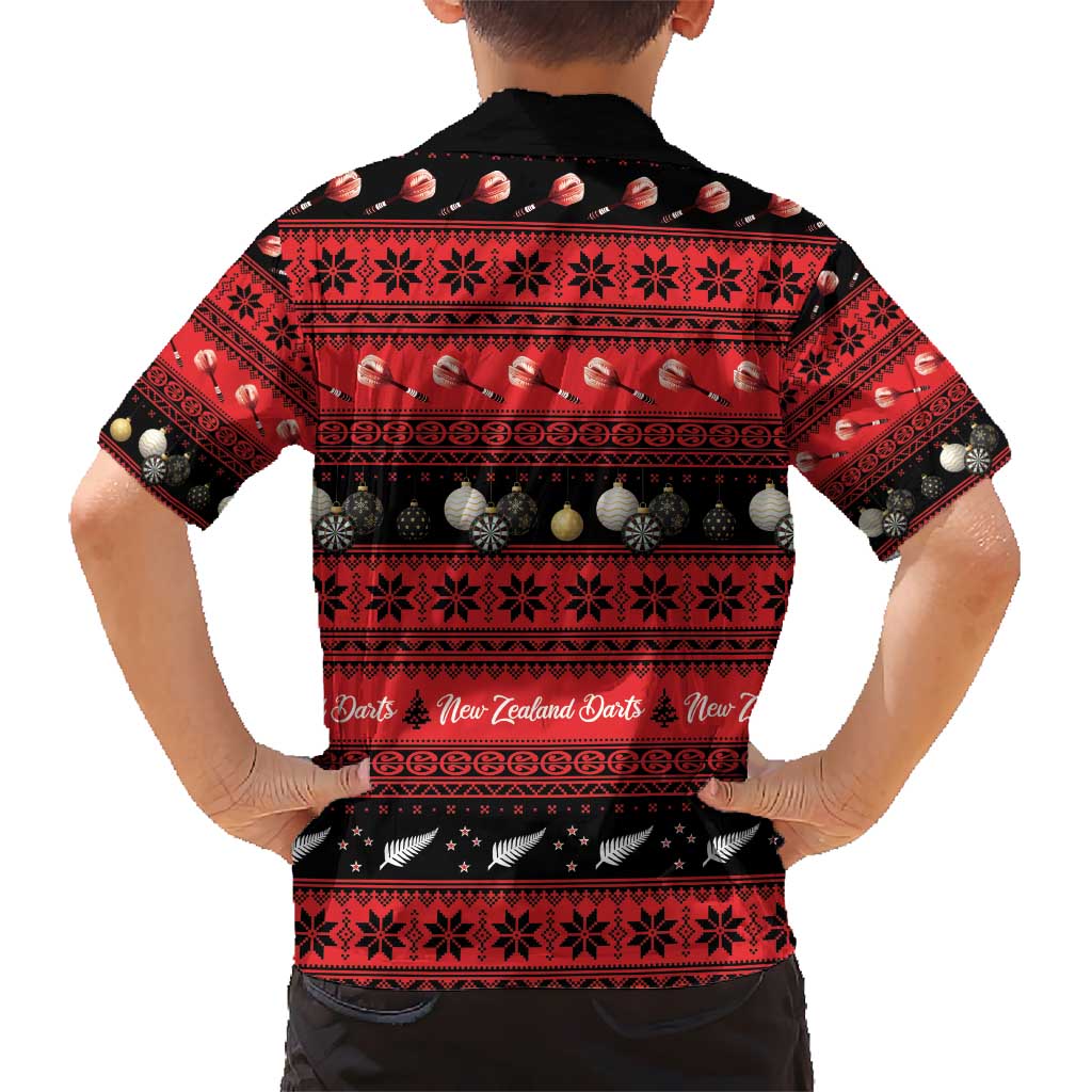 New Zealand Darts Christmas Kid Hawaiian Shirt Merry Xmas Aotearoa Maori Red - Polynesian Pride