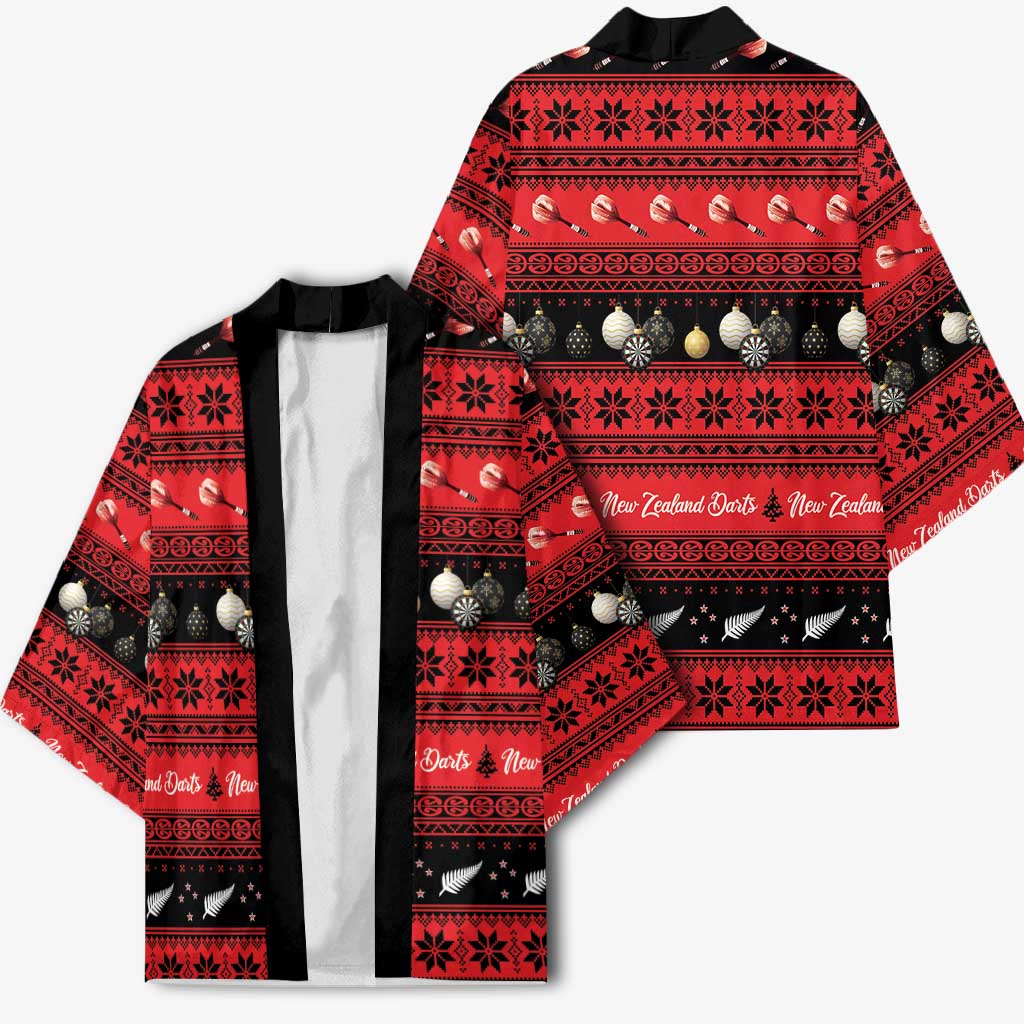 New Zealand Darts Christmas Kimono Merry Xmas Aotearoa Maori Red - Polynesian Pride