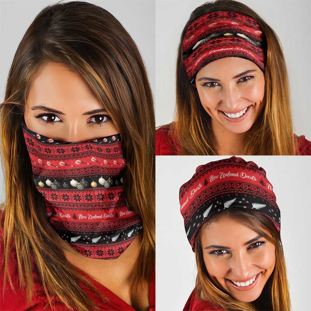 New Zealand Darts Christmas Neck Gaiter Merry Xmas Aotearoa Maori Red - Polynesian Pride
