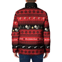 New Zealand Darts Christmas Padded Jacket Merry Xmas Aotearoa Maori Red - Polynesian Pride