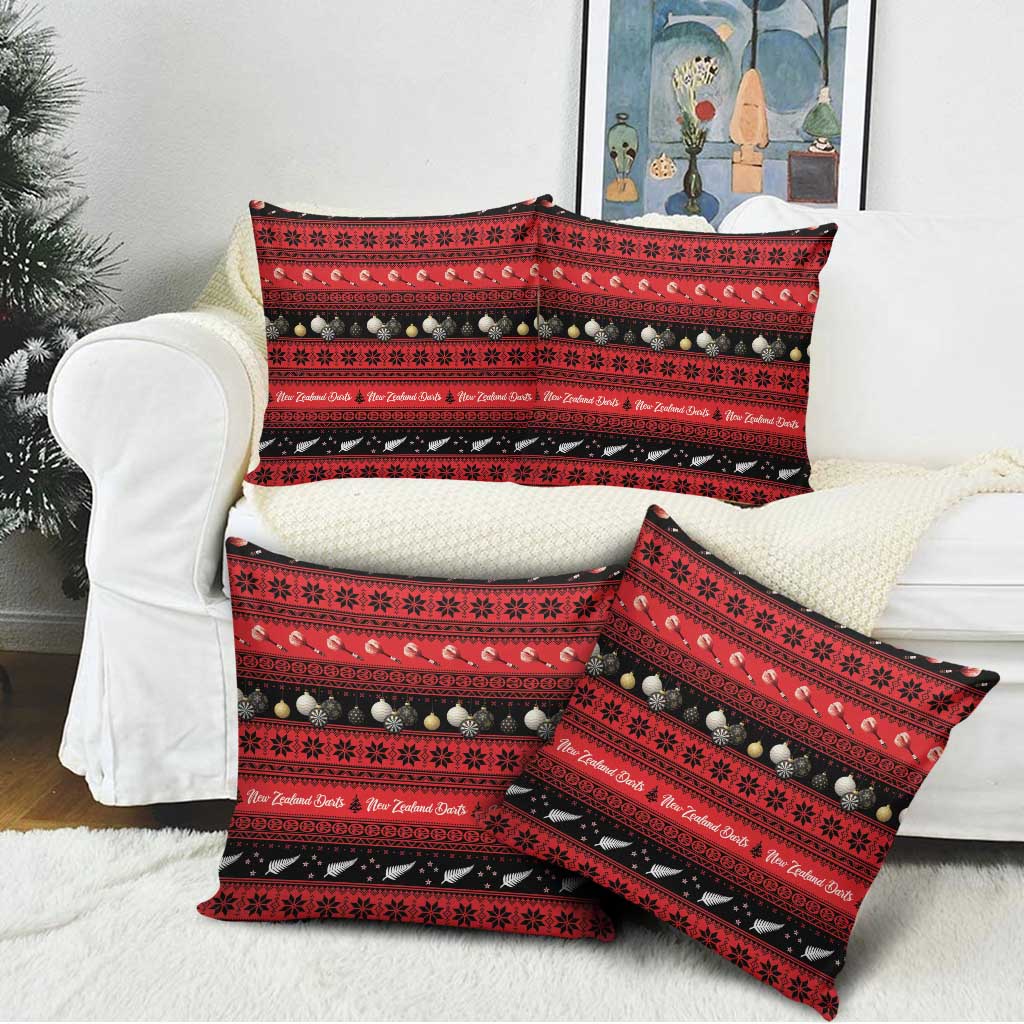 New Zealand Darts Christmas Pillow Cover Merry Xmas Aotearoa Maori Red - Polynesian Pride