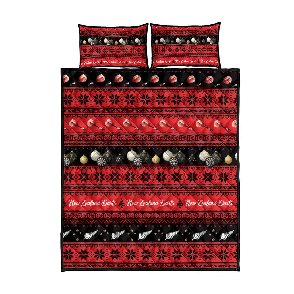 New Zealand Darts Christmas Quilt Bed Set Merry Xmas Aotearoa Maori Red - Polynesian Pride
