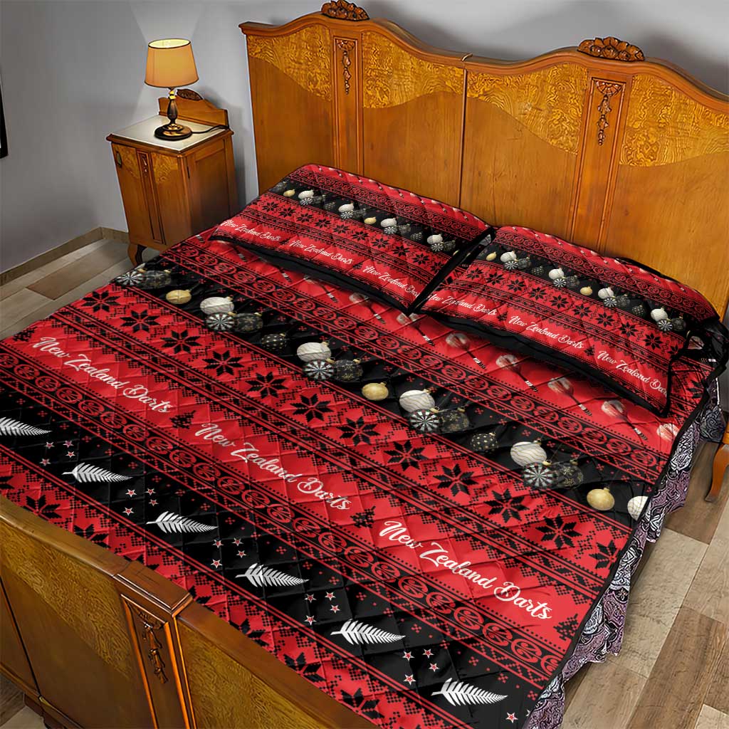 New Zealand Darts Christmas Quilt Bed Set Merry Xmas Aotearoa Maori Red - Polynesian Pride