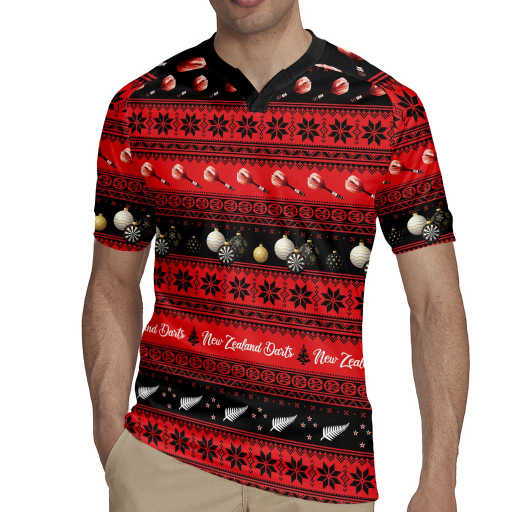 New Zealand Darts Christmas Rugby Jersey Merry Xmas Aotearoa Maori Red - Polynesian Pride