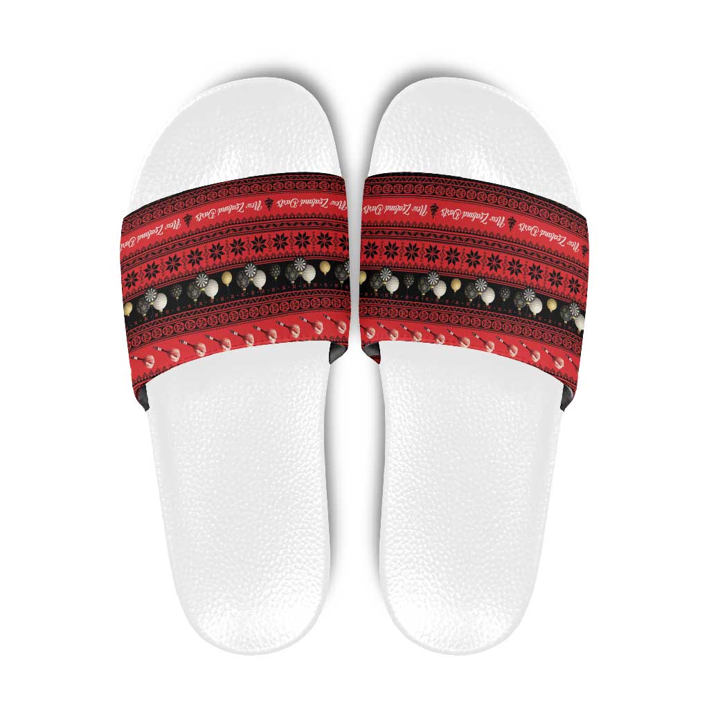 New Zealand Darts Christmas Slide Sandals Merry Xmas Aotearoa Maori Red - Polynesian Pride