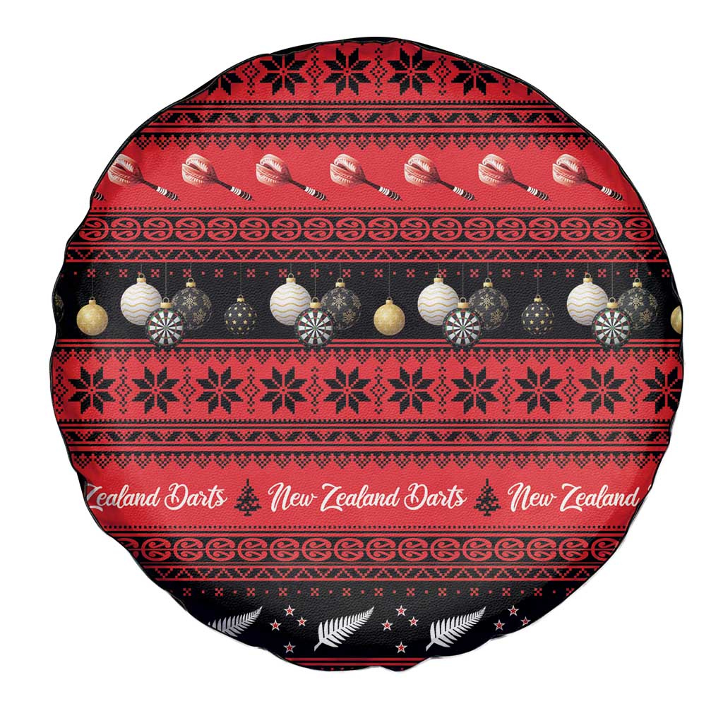 New Zealand Darts Christmas Spare Tire Cover Merry Xmas Aotearoa Maori Red - Polynesian Pride