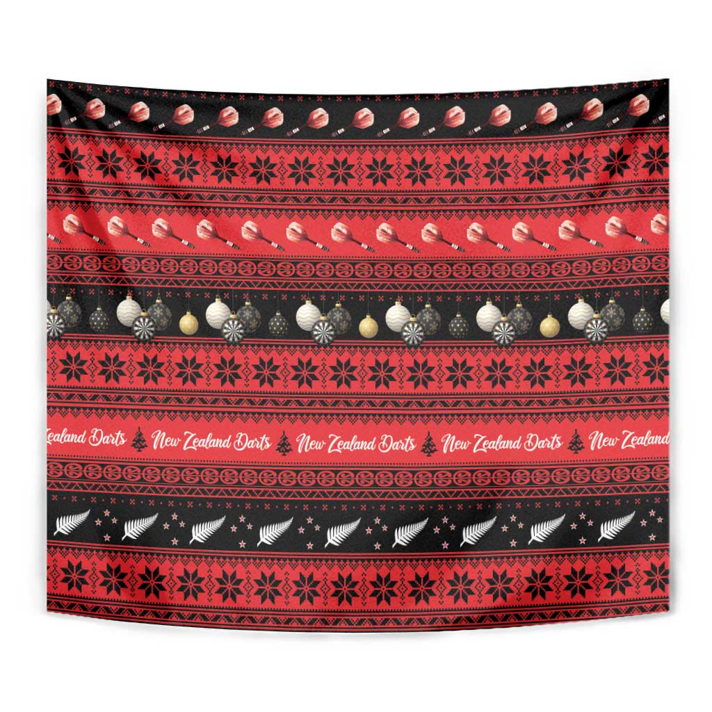 New Zealand Darts Christmas Tapestry Merry Xmas Aotearoa Maori Red - Polynesian Pride