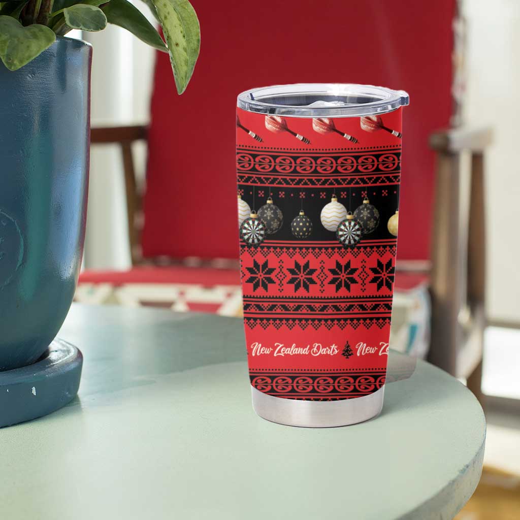 New Zealand Darts Christmas Tumbler Cup Merry Xmas Aotearoa Maori Red - Polynesian Pride