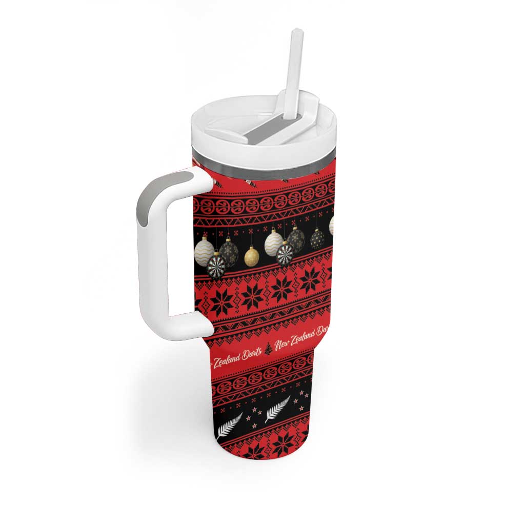 New Zealand Darts Christmas Tumbler With Handle Merry Xmas Aotearoa Maori Red - Polynesian Pride