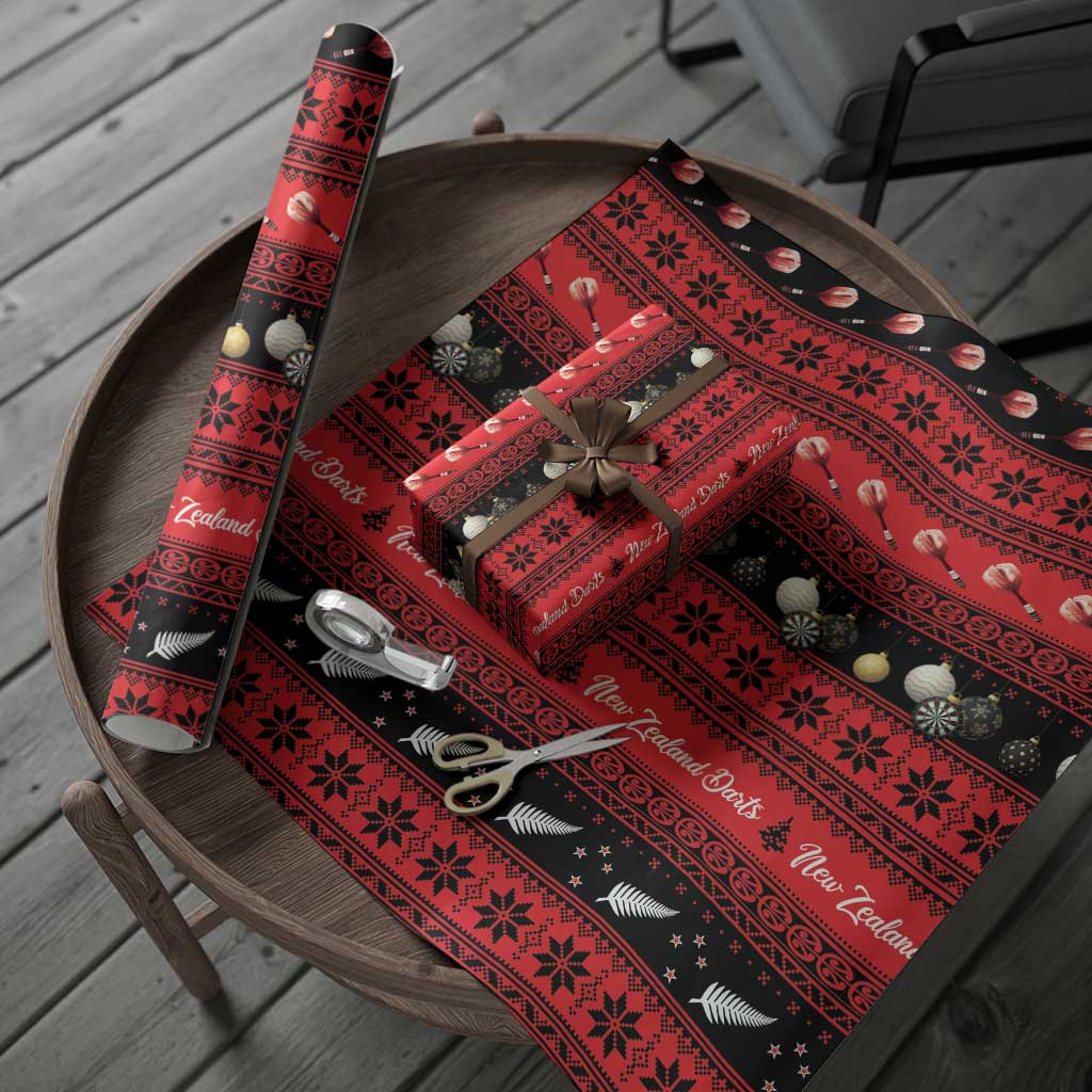 New Zealand Darts Christmas Wrapping Paper Merry Xmas Aotearoa Maori Red - Polynesian Pride